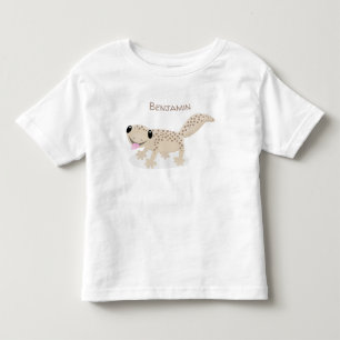 Cute happy spotted tan gecko cartoon illustration toddler T-Shirt