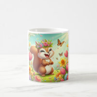 Cute, happy springtime squirrel 