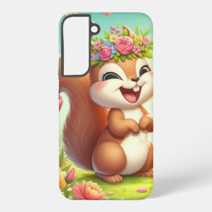 Cute, happy springtime squirrel samsung galaxy case