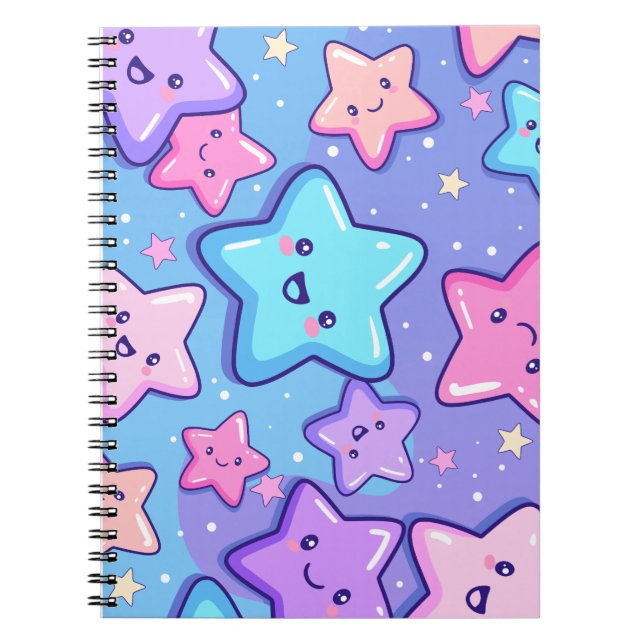 Cute Happy Stars Notebook (Front)