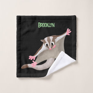 Cute happy sugar glider cartoon illustration bath towel set