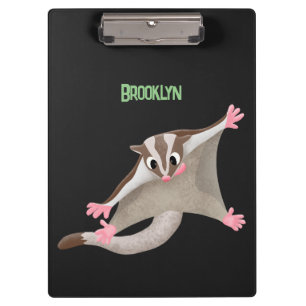 Cute happy sugar glider cartoon illustration clipboard