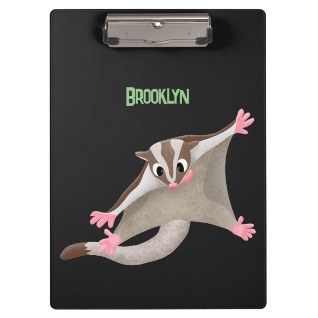 Cute happy sugar glider cartoon illustration clipboard (Front)