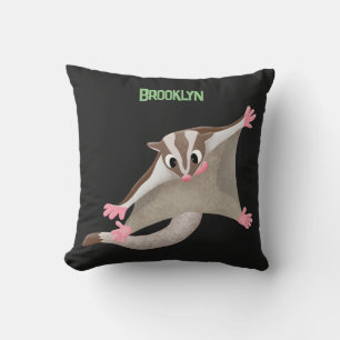 Cute happy sugar glider cartoon illustration cushion