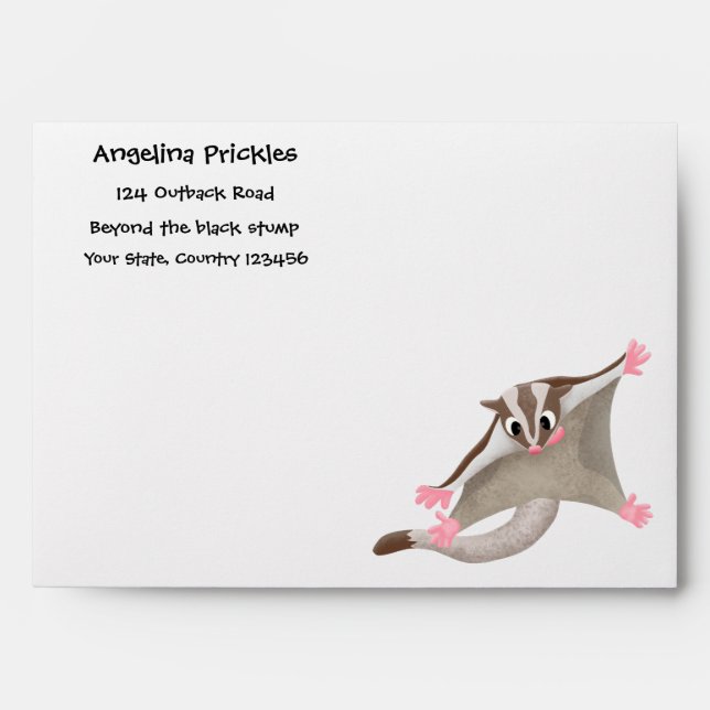 Cute happy sugar glider cartoon illustration envelope (Front)
