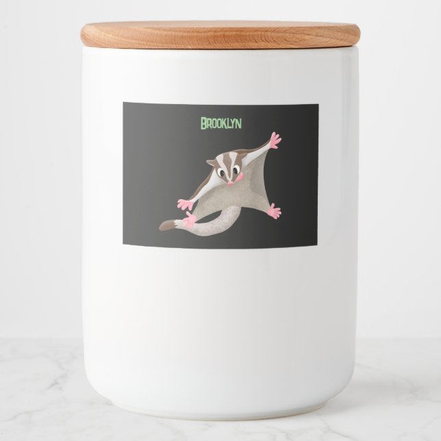 Cute happy sugar glider cartoon illustration food label (Front)