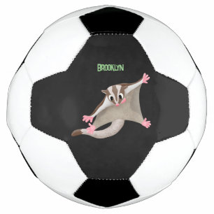 Cute happy sugar glider cartoon illustration football