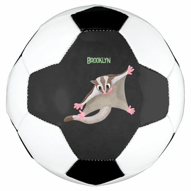 Cute happy sugar glider cartoon illustration football (Front)