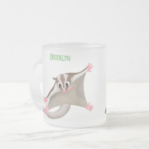 Cute happy sugar glider cartoon illustration frosted glass coffee mug