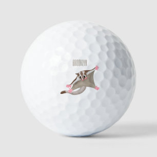 Cute happy sugar glider cartoon illustration golf balls