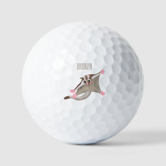 Cute happy sugar glider cartoon illustration golf balls (Front)