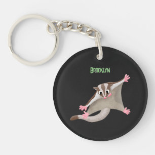 Cute happy sugar glider cartoon illustration key ring