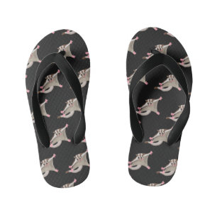 Cute happy sugar glider cartoon illustration kid's flip flops
