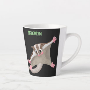 Cute happy sugar glider cartoon illustration latte mug