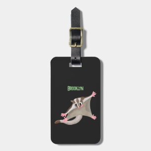Cute happy sugar glider cartoon illustration luggage tag