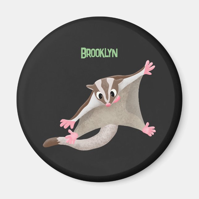 Cute happy sugar glider cartoon illustration magnet (Front)