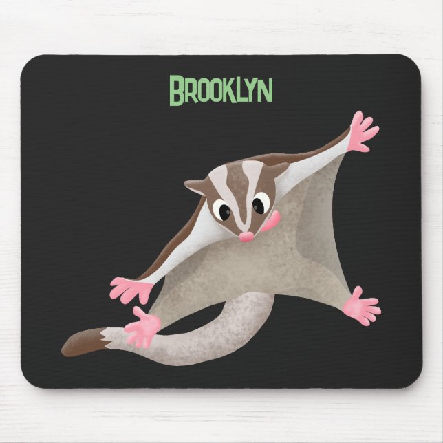 Cute happy sugar glider cartoon illustration mouse mat (Front)