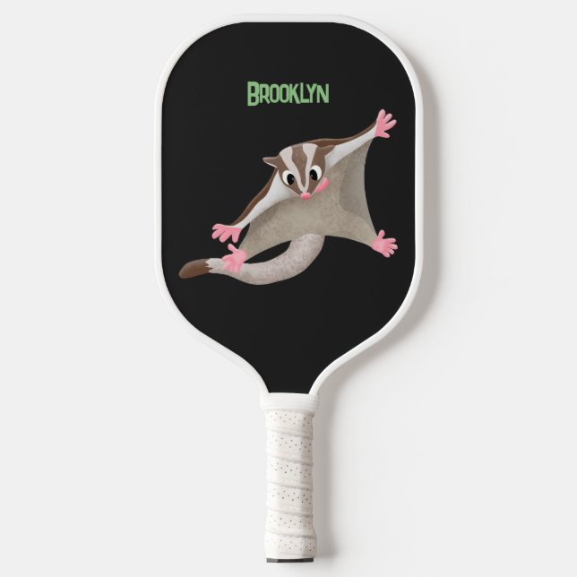 Cute happy sugar glider cartoon illustration pickleball paddle (Front)