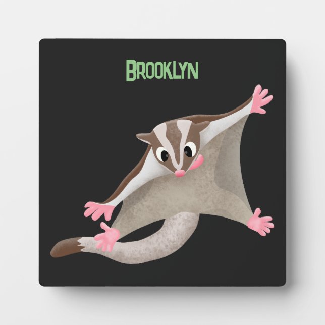 Cute happy sugar glider cartoon illustration plaque (Front)