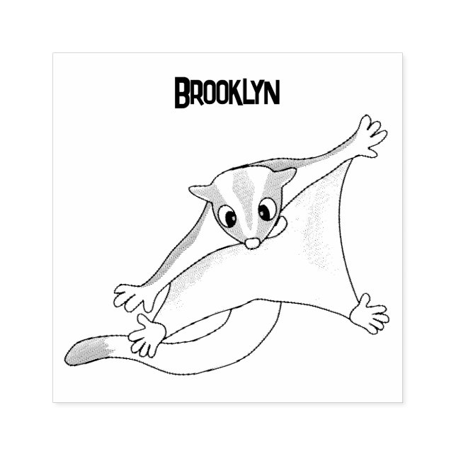Cute happy sugar glider cartoon illustration rubber stamp (Imprint)
