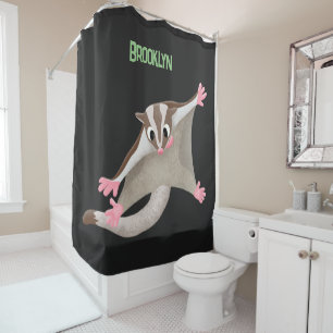 Cute happy sugar glider cartoon illustration shower curtain