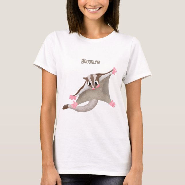 Cute happy sugar glider cartoon illustration T-Shirt (Front)