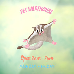 Cute happy sugar glider cartoon illustration window cling