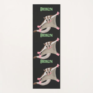 Cute happy sugar glider cartoon illustration yoga mat