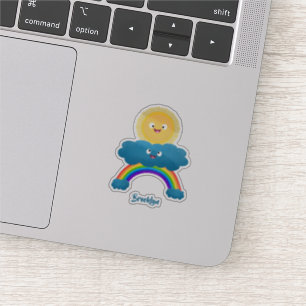Cute happy sun cloud rainbow cartoon