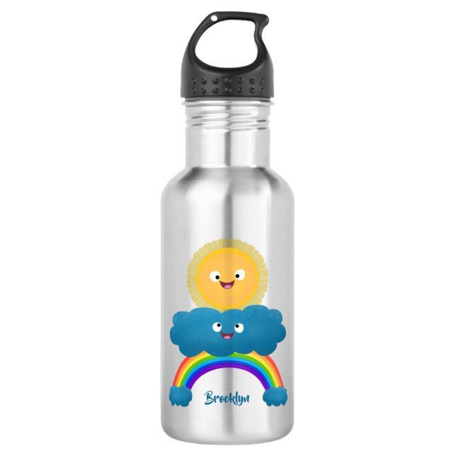 Cute happy sun cloud rainbow cartoon 532 ml water bottle (Front)