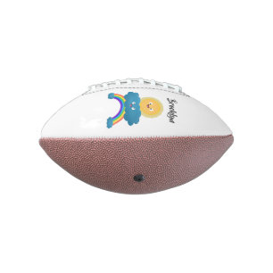 Cute happy sun cloud rainbow cartoon american football