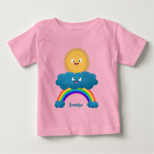 Cute happy sun cloud rainbow cartoon baby T-Shirt