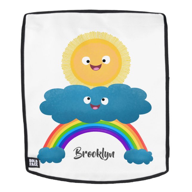 Cute happy sun cloud rainbow cartoon backpack (Removable Face)