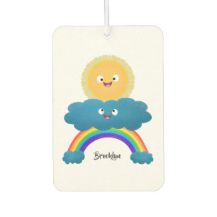 Cute happy sun cloud rainbow cartoon  car air freshener