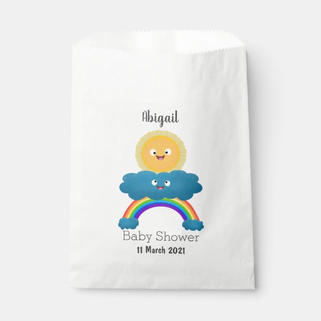 Cute happy sun cloud rainbow cartoon favour bags (Front)