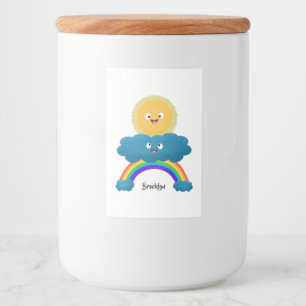 Cute happy sun cloud rainbow cartoon food label
