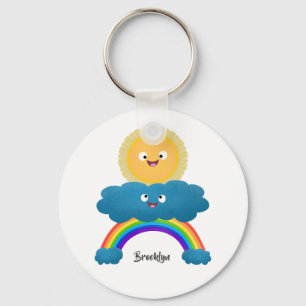 Cute happy sun cloud rainbow cartoon key ring