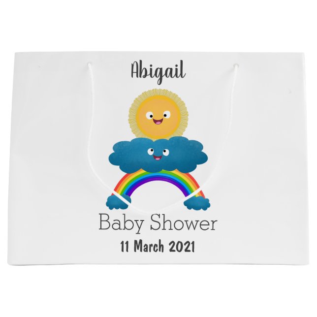 Cute happy sun cloud rainbow cartoon large gift bag (Front)