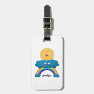 Cute happy sun cloud rainbow cartoon luggage tag