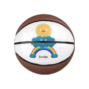 Cute happy sun cloud rainbow cartoon mini basketball