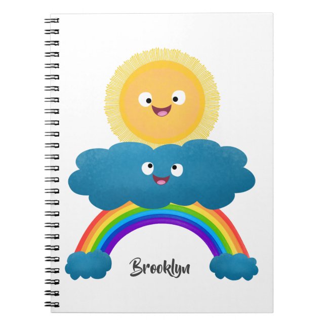 Cute happy sun cloud rainbow cartoon notebook (Front)