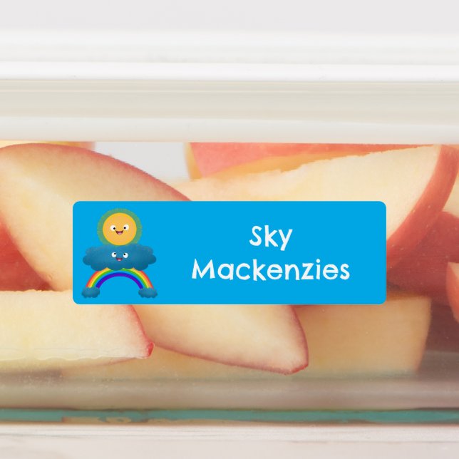 Cute happy sun cloud rainbow cartoon personalised (Affixed)