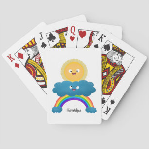 Cute happy sun cloud rainbow cartoon playing cards