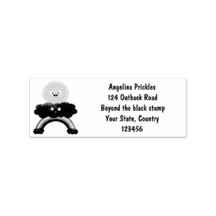 Cute happy sun cloud rainbow cartoon rubber stamp