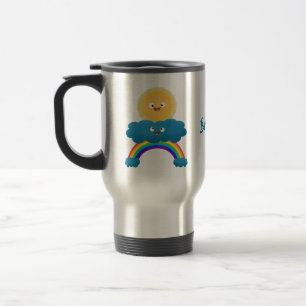 Cute happy sun cloud rainbow cartoon travel mug