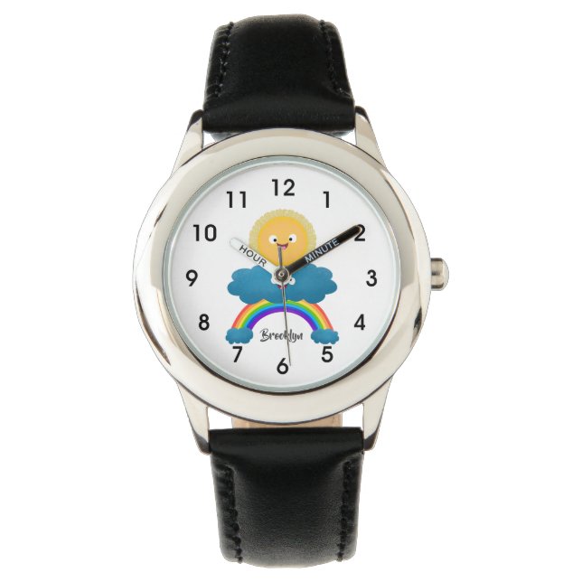Cute happy sun cloud rainbow cartoon watch (Front)