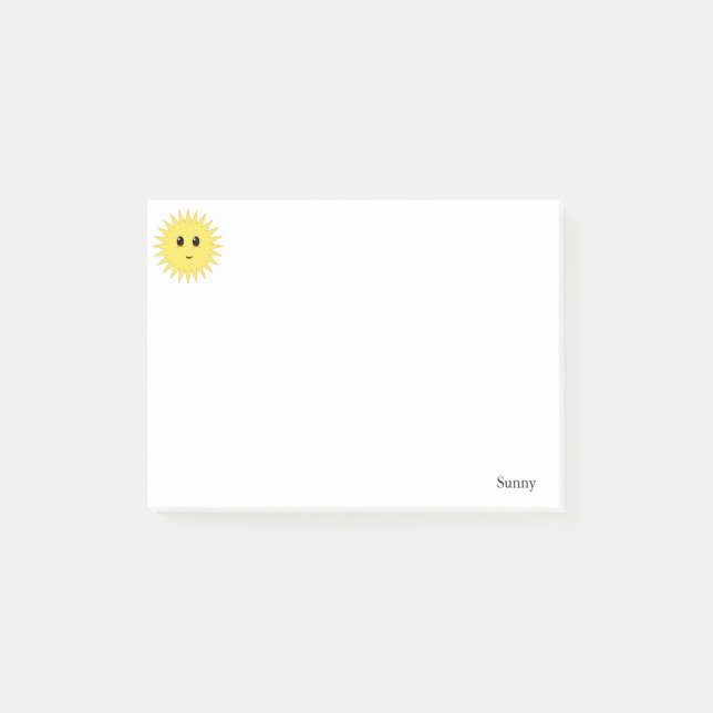 Cute Happy Sun on White Background Post-it Notes (Front)