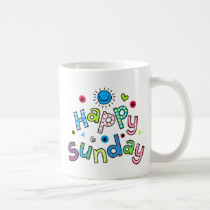 Cute Happy Sunday Week Greeting Text Expression Coffee Mug
