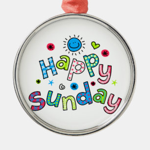 Cute Happy Sunday Week Greeting Text Expression Metal Tree Decoration