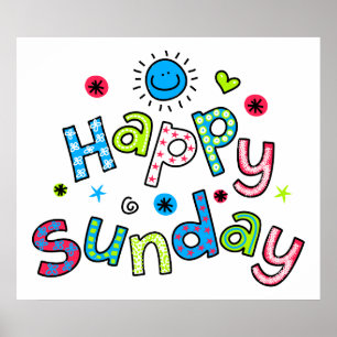 Cute Happy Sunday Week Greeting Text Expression Poster